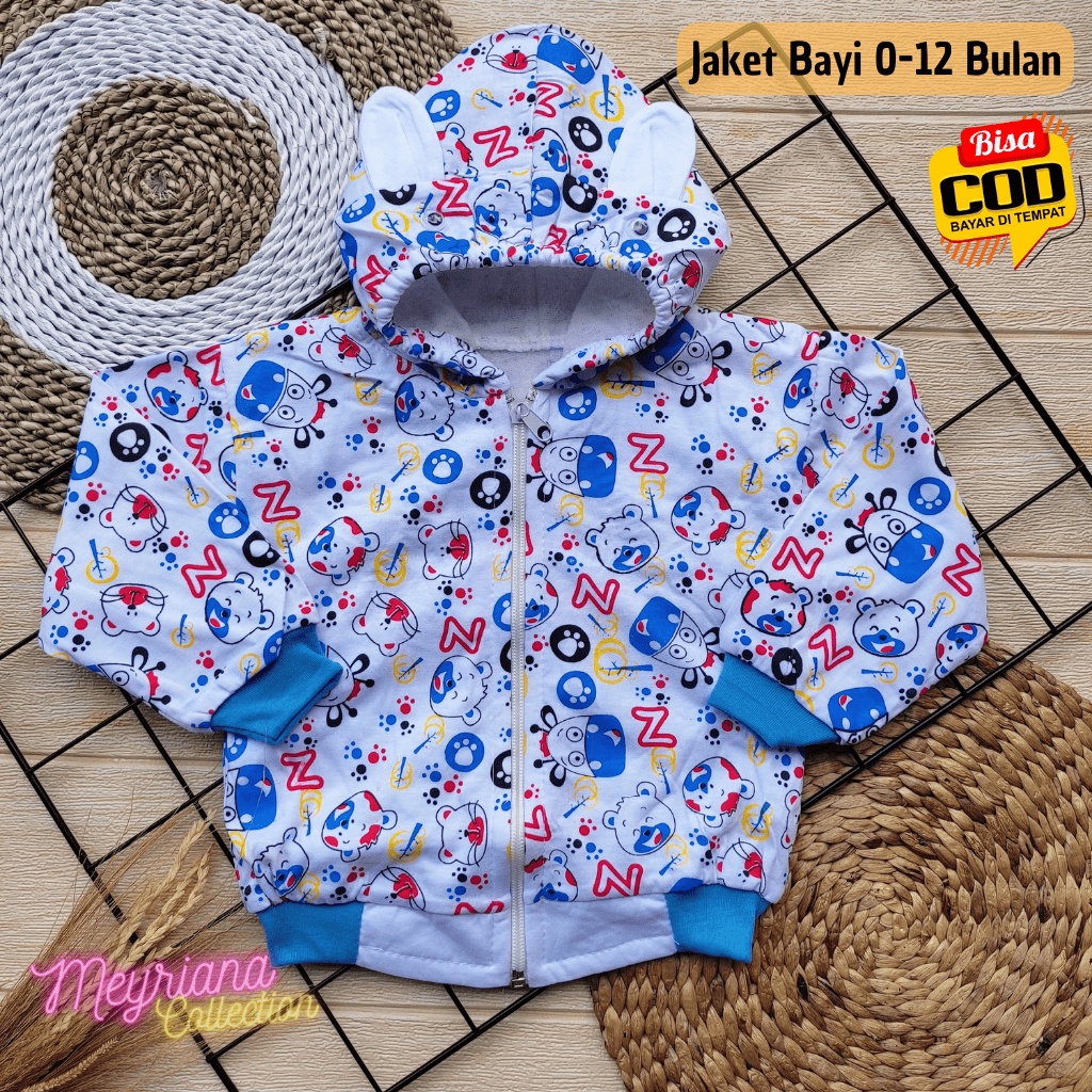 Jaket Bayi Hoodie Laki-laki Perempuan Usia 3-12 Bulan Meyriana Collection