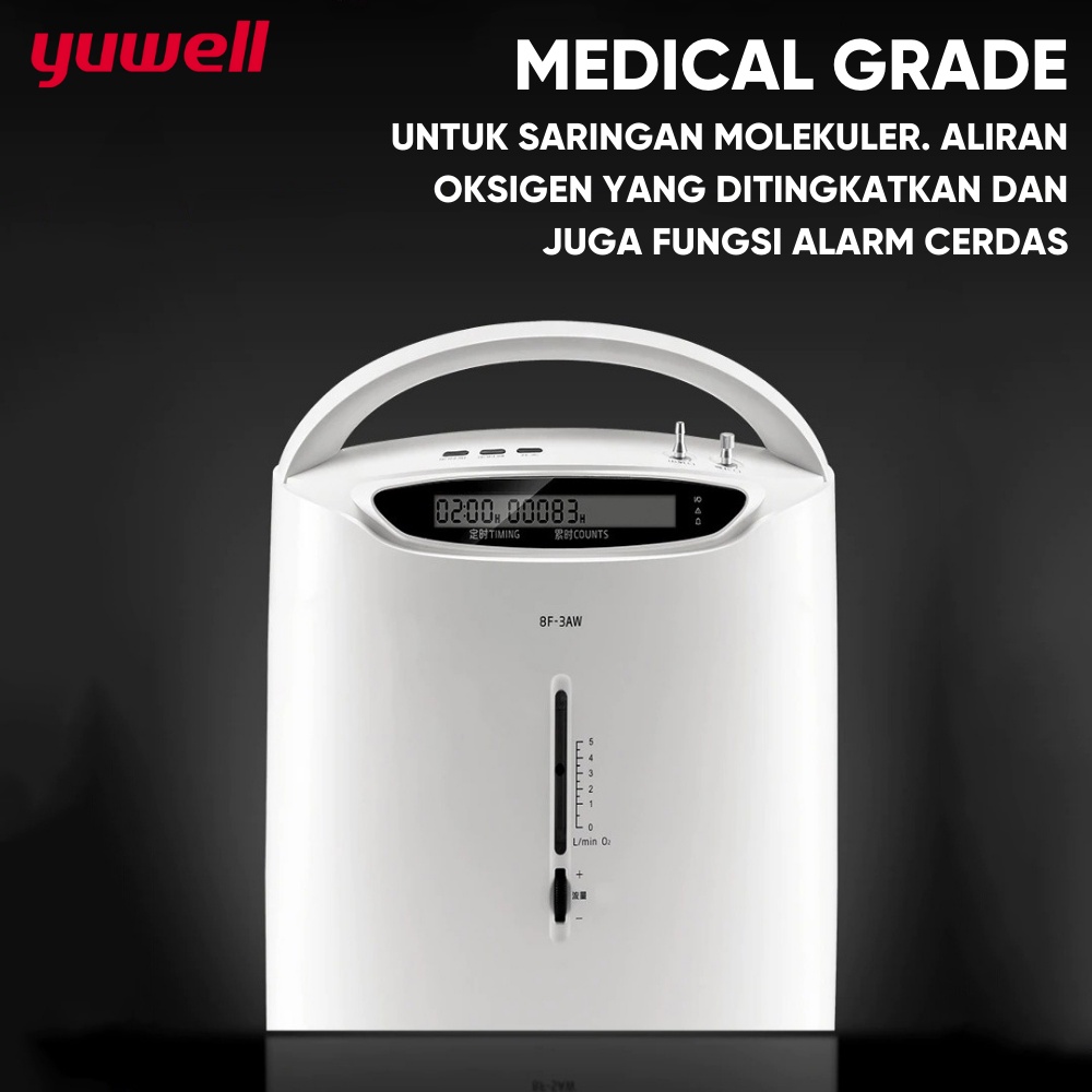 Yuwell Oxygen Concentrator Portable 8F-3AW 3LPM Medical Grade Molecula Homecare Mesin Oxygen Oxigen Konsentrator