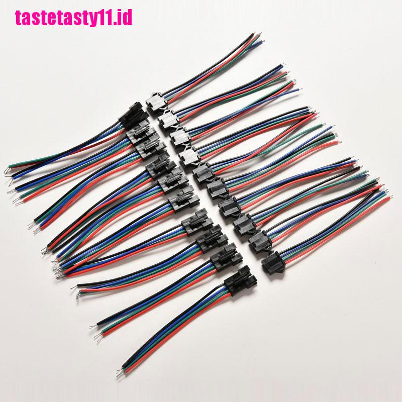20 Pcs Konektor Male Dan Female 4 Pin Dengan Kabel Untuk Led RGB 5050 / 3528