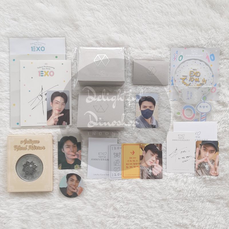 (READY STOCK) EXO 10TH ANNIVERSARY GOODS SEHUN ANTIQUE HAND MIRROR SPECIAL AR TICKET NECKLACE LUCKY 
