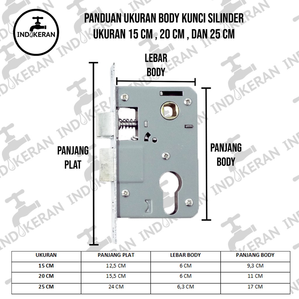 INDOKERAN - Kunci Pintu Set Komplit dengan Silinder - High Quality