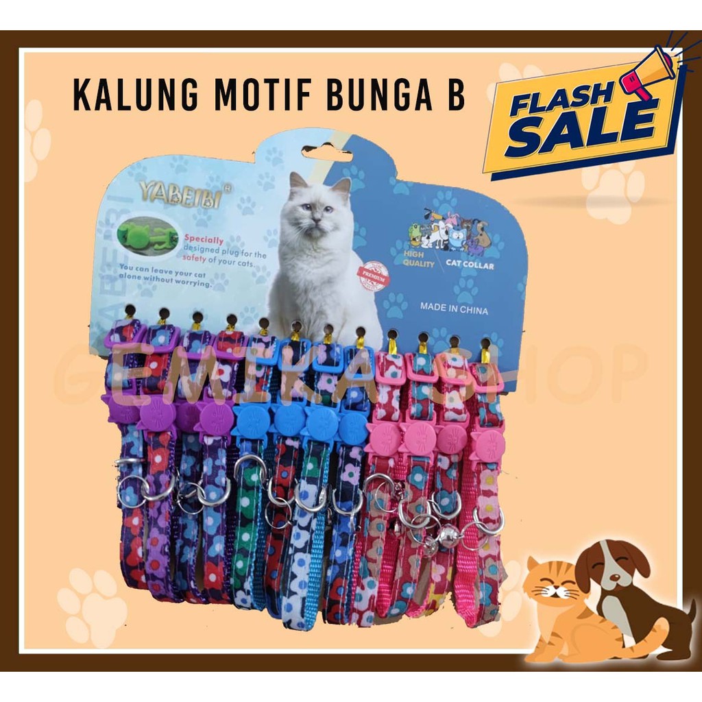 Kalung Hewan Motif Bunga - Kalung Anjing, Kucing Kelinci