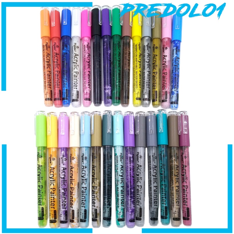 [PREDOLO1] 28pcs Acrylic Paint Marker Pens Craft Rock Painting Water Based Marker Pen