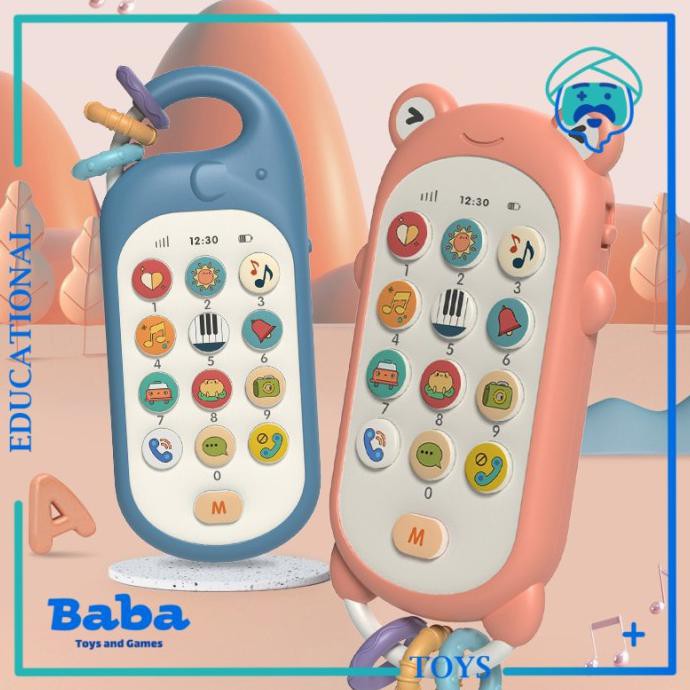 Mainan Edukasi Musik Anak Bayi Telepon Handphone HP Phone Cute Animal - Pink Elephant