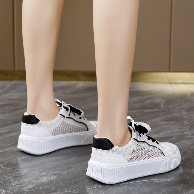 Sepatu Korea Sneakers Putih Wanita Import Cantik Sepatu Perempuan Casual Tali Two Tone Trendy SP-193