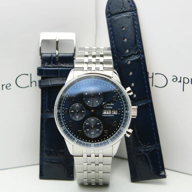 Alexandre Christie AC6492 Original Jam Tangan Pria Silver Blue