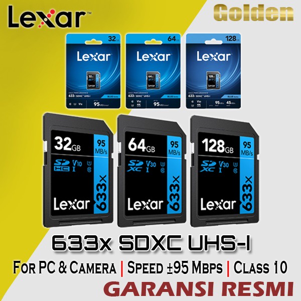 LEXAR Professional 633X SDCard SDXC SDHC 32GB 64GB 128GB 256GB Garansi Resmi
