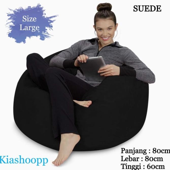 

SOFA BEAN BAG SIZE L + ISI STYROFOAM - SUEDE HITAM SX512Z32X