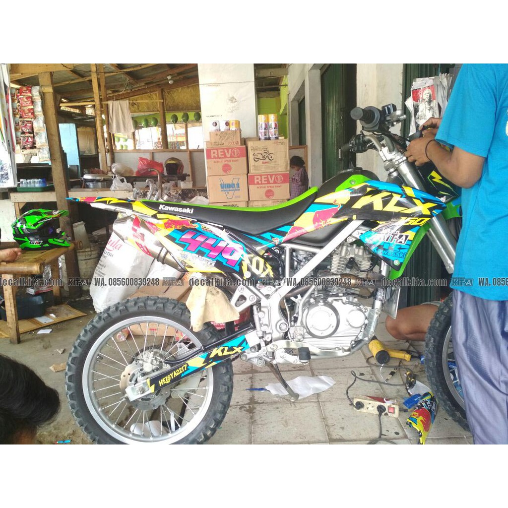 Decal Stiker Motor KLX BF 150 Red Bull Fox Dekal Sticker ...