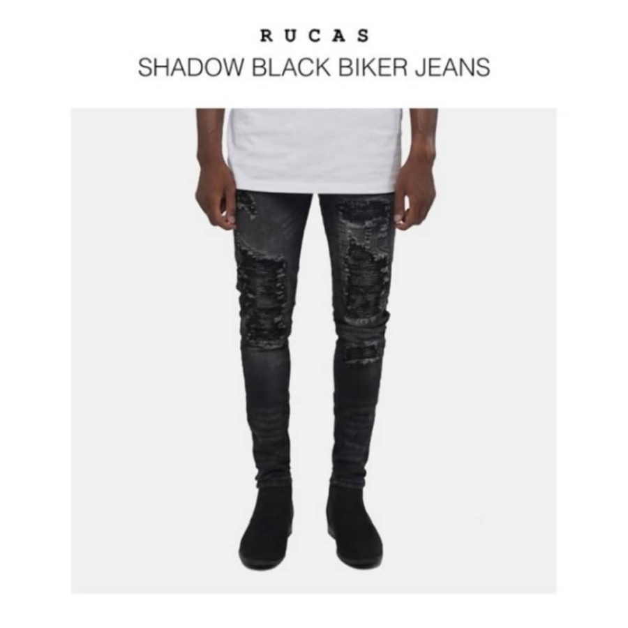RUCAS Shadow Black Biker Jeans - 34