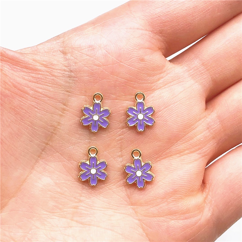 4pcs Liontin Enamel Bentuk Bunga Untuk Gelang Anting Charms