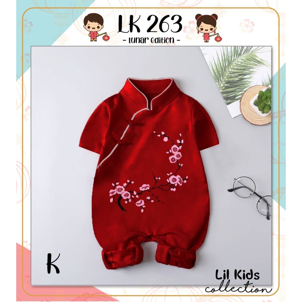 BEN BJ291 baju imlek anak bayi 0-18 bulan laki perempuan jumper balita IMPORT boy giril merah cheongsam-K