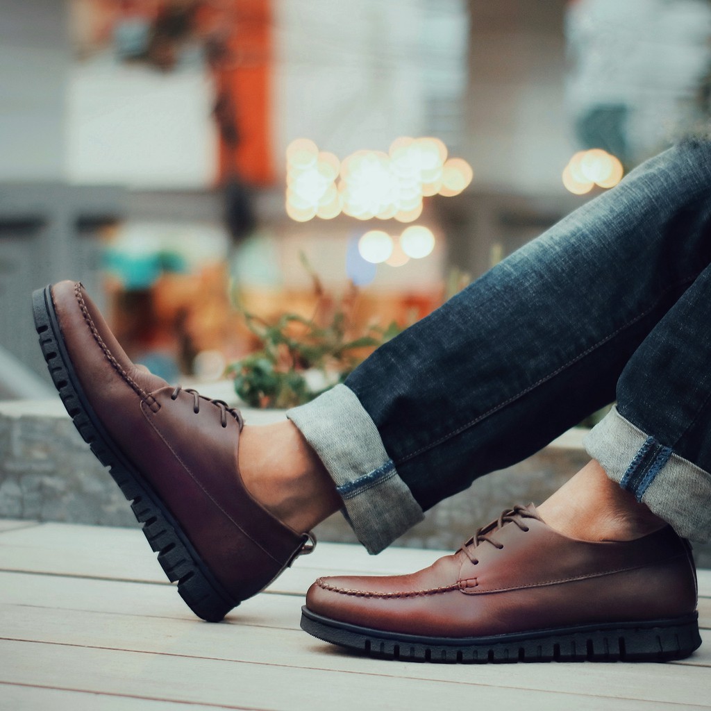 Swiss Brown | Sepatu Kulit Casual Formal Pantofel Pria Cowok Derby Original Footwear | FORIND Kenzio