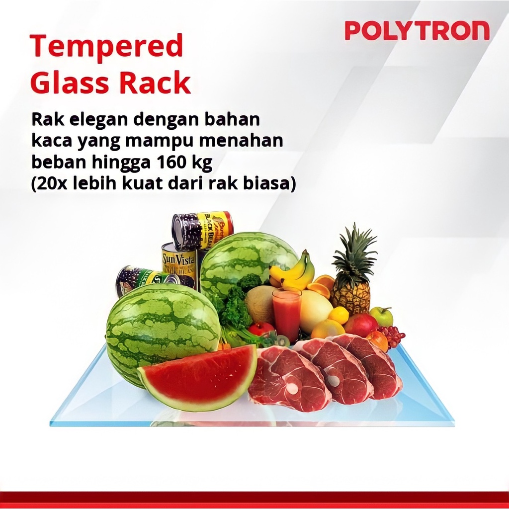 Polytron Kulkas 2 Pintu 220L Belleza Jumbo Tempered Glass PRW 23MOW 23MO
