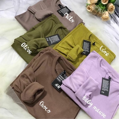 Kaos rib wanita lengan panjang pakaian wanita terbaru 2022 pakaian wanita trendy pakaian atasan wani