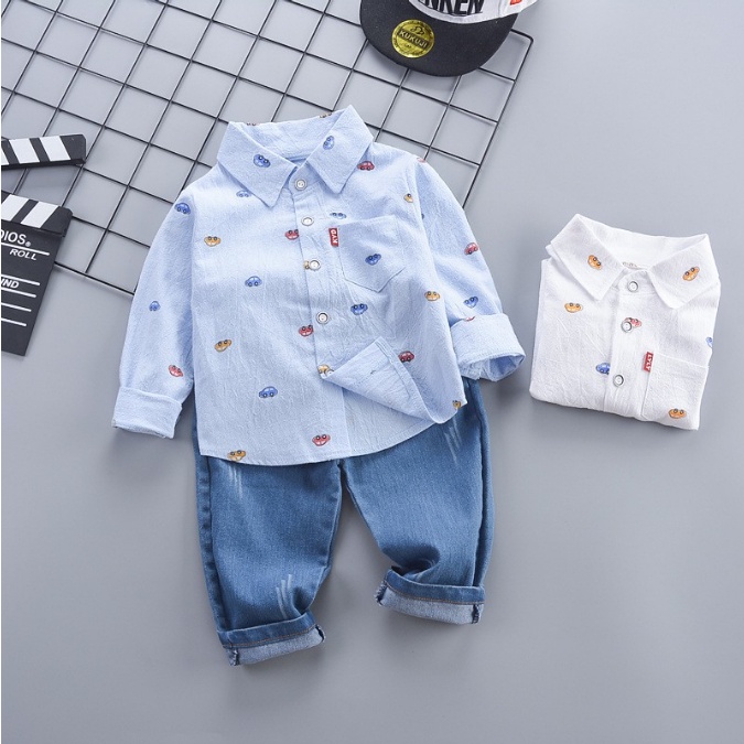 SSL52-Setelan Set 2in1 Anak Laki Laki Kemeja+Jeans