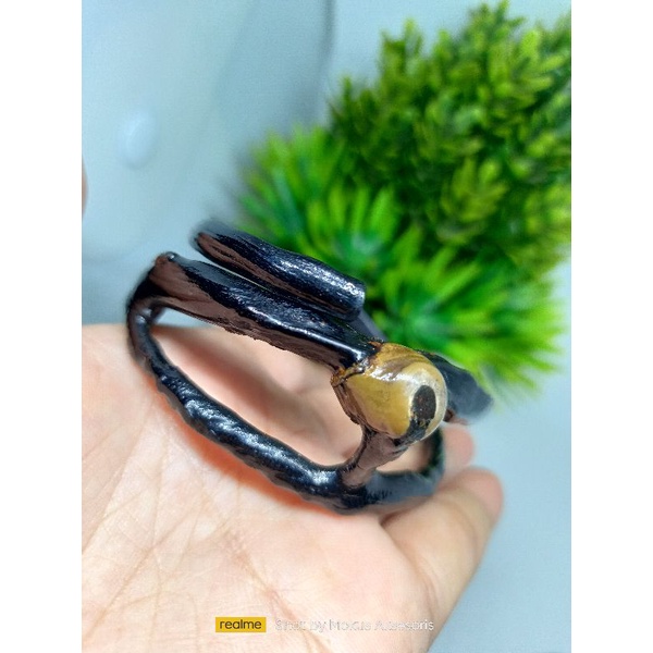 Gelang akar Bahar combong batu bonggol unik hitam natural
