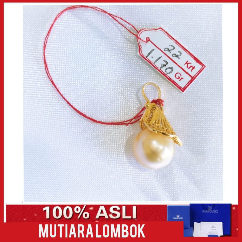 perhiasan liontin emas mutiara laut asli  emas 22 karat 91.6 liontin mutiara air laut lombok