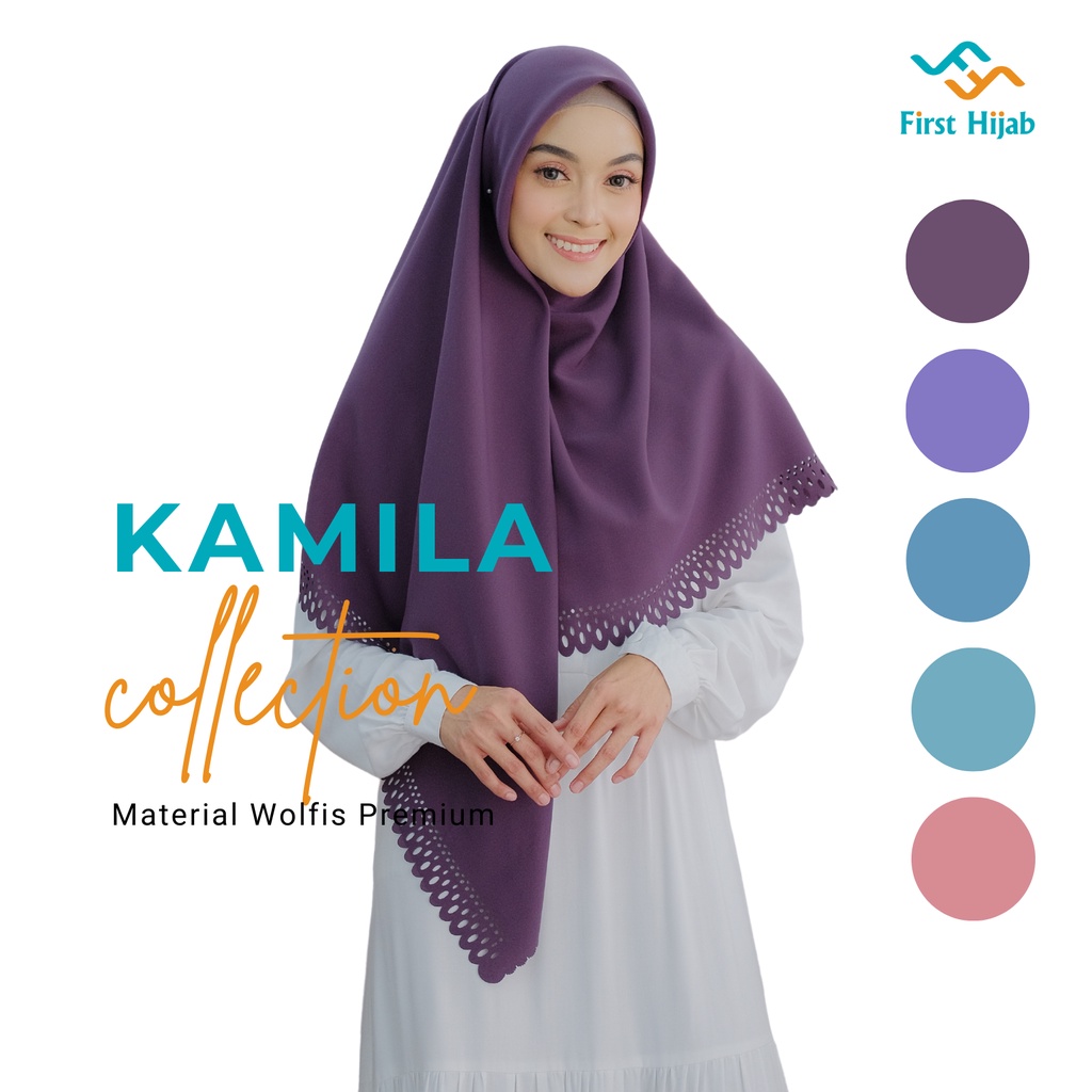 Jilbab Segi empat Kerudung Segi Empat Syari Polos Wolfis Premium Kamila