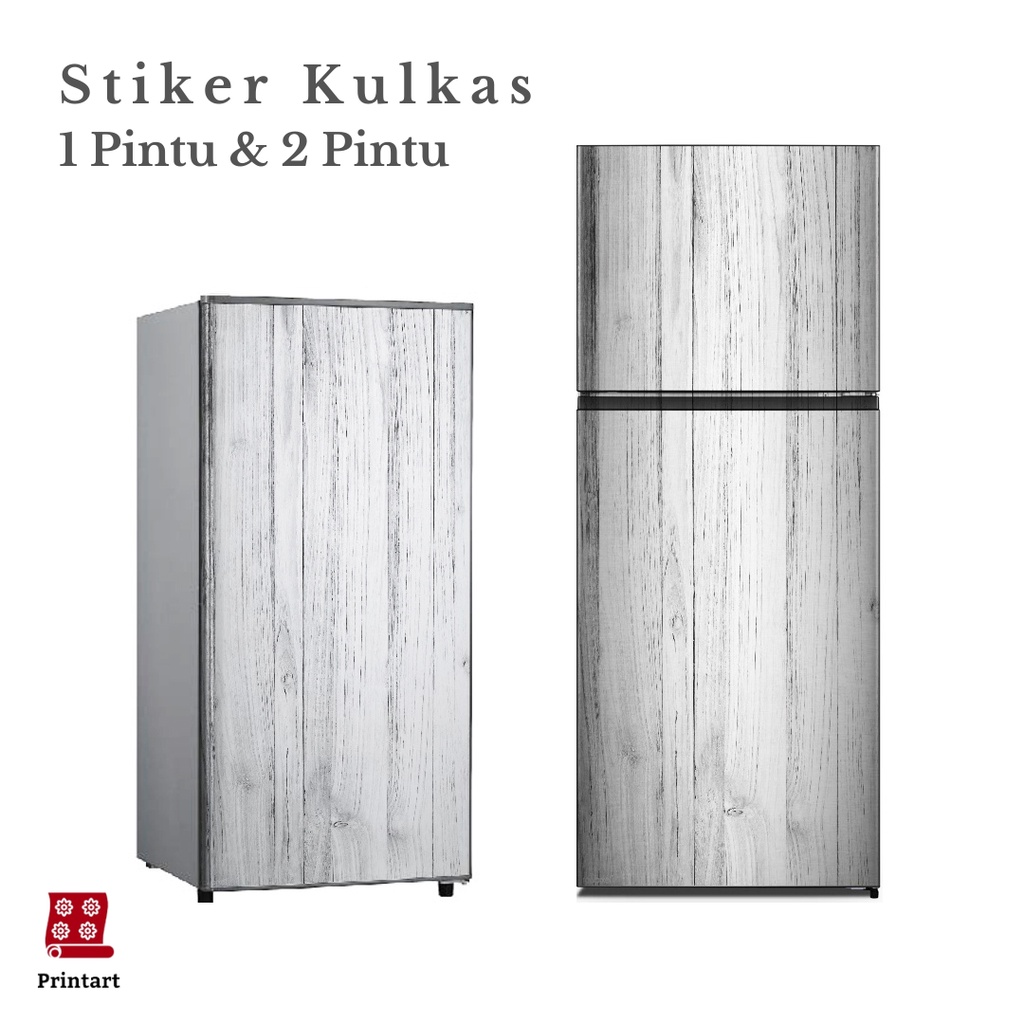 Stiker kulkas 1 pintu dan Stiker Kulkas 2 pintu motif Kayu kode WD-14 - FX