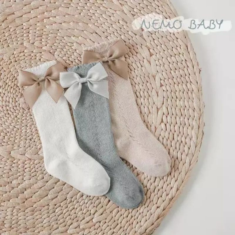 Kaos kaki bayi anak renda bordir pita / Kaos kaki lace anak