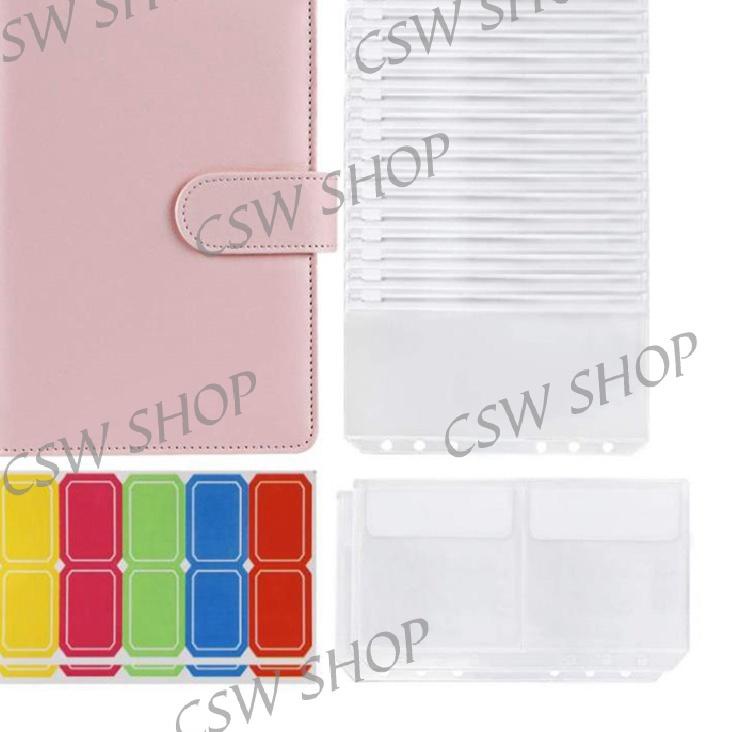 

Terbaru.. Macaron Tone A6 Binder dengan Penutup Binder Kulit, 6 Cincin, 14 Tas Binder