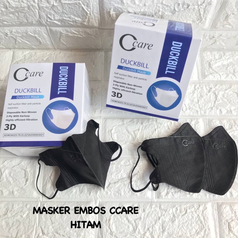 MASKER DUCKBILL CCARE GARIS EMBOS PUTIH HITAM MIX WARNA / EARLOOP DUCK BILL EMBOSS C CARE MURAH