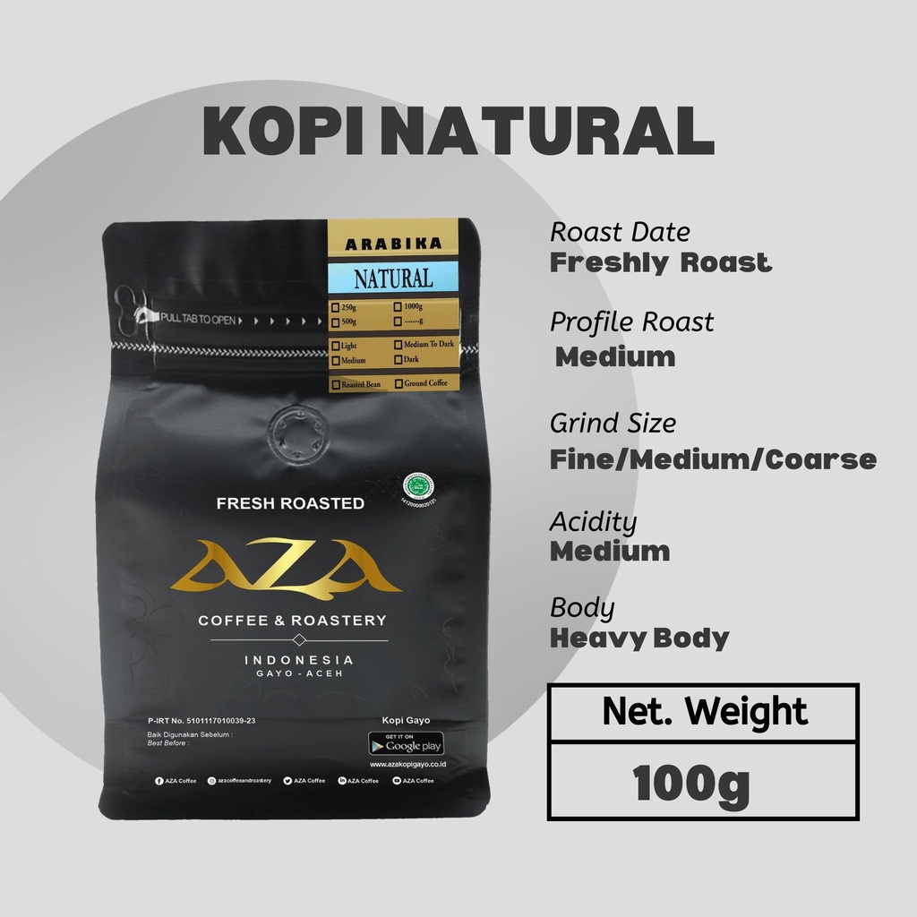 

AZA Coffee-Kopi Arabika Gayo Aceh Natural Coffe 100g