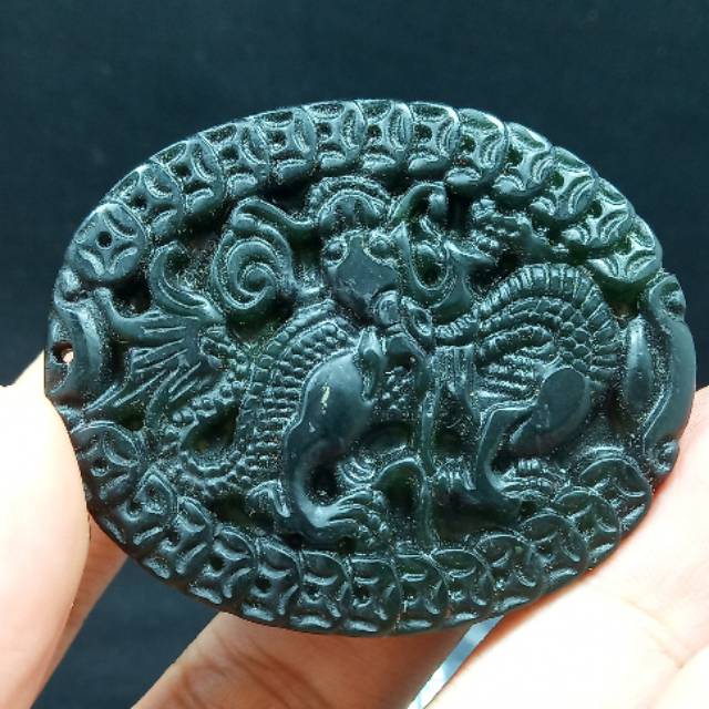 TERMURAH Batu natural giok ukir naga for liontin asli