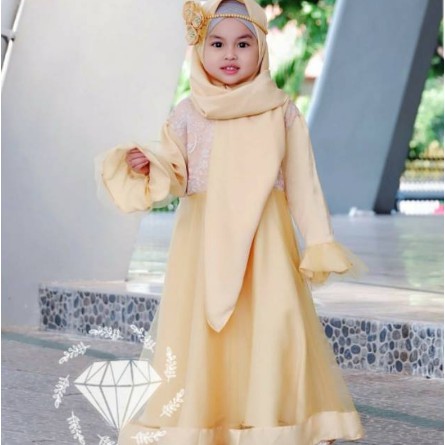 Gamis Anak Cewek Pakaian Muslimah lebaran Perempuan Lucu Polos ress muslim anak / baju pesta muslim 
