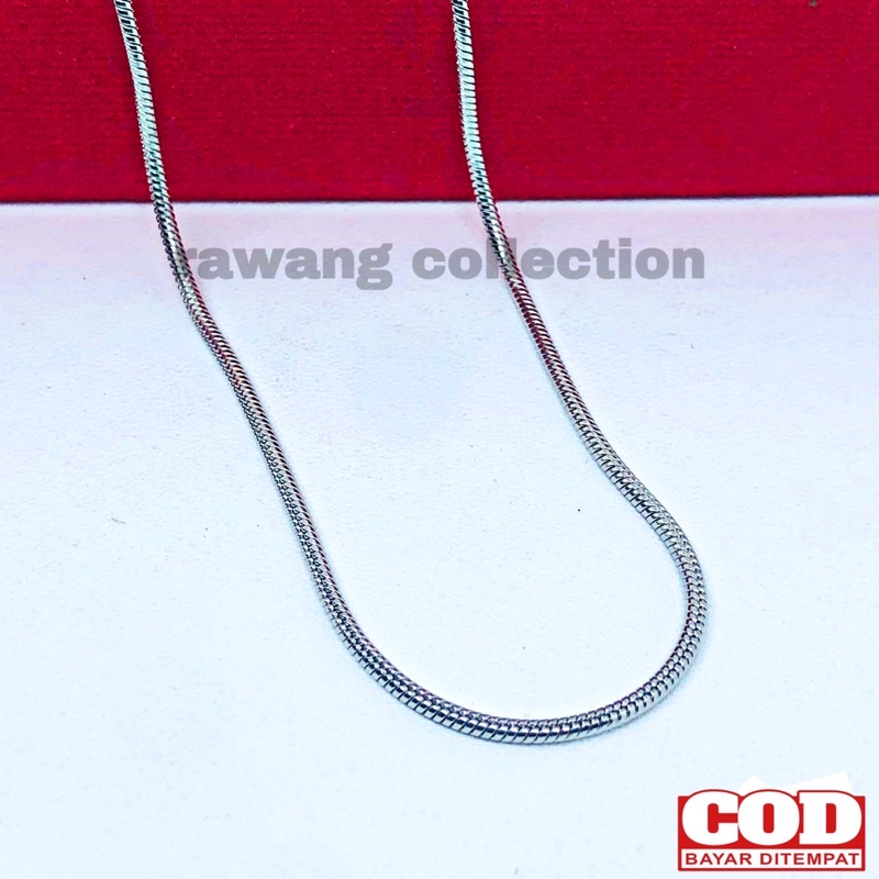 kalung titanium pria dan wanita silver bulat anti karat panjang 45,50,60 cm