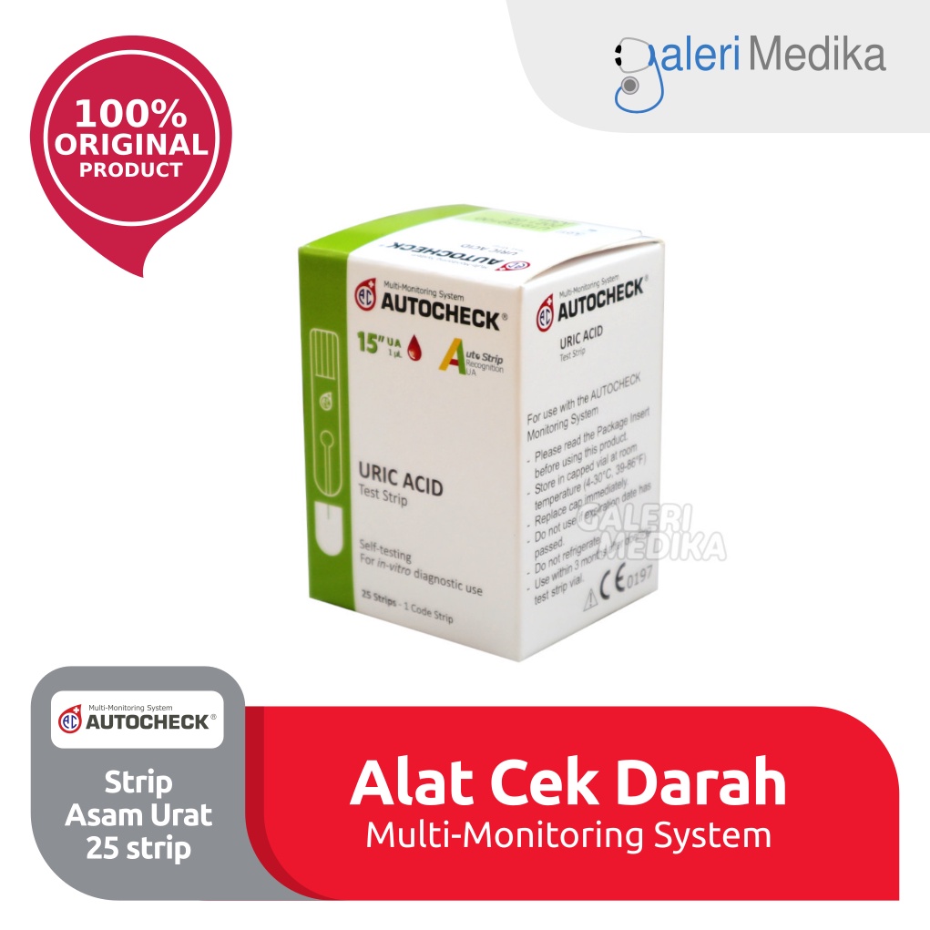 Autocheck Strip Asam Urat /Autocheck Uric Acid Test Strip 1 Box Isi 25