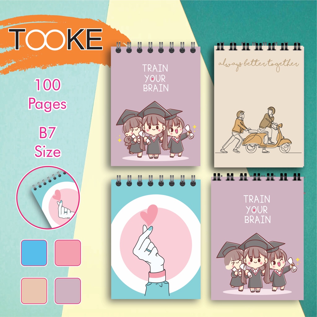 

notebook note book notes book buku catatan diary tulis ring aeshthetic pocket size mini size motif aesthetic bujo isi 50 lbr polos