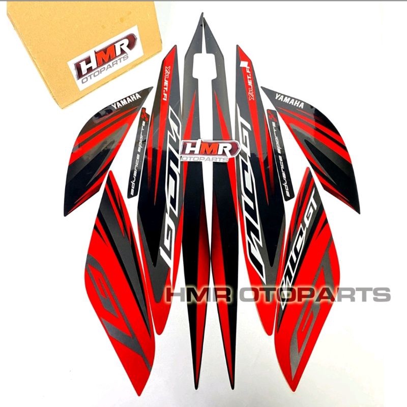 Striping Yamaha Mio GT 2014 Stiker Body Standar - Merah Hitam