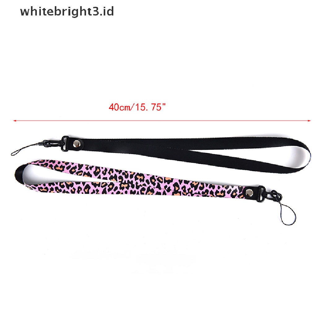 (whitebright3.id) Tali Lanyard Leher Motif Leopard Untuk holder Kunci / Handphone Universal