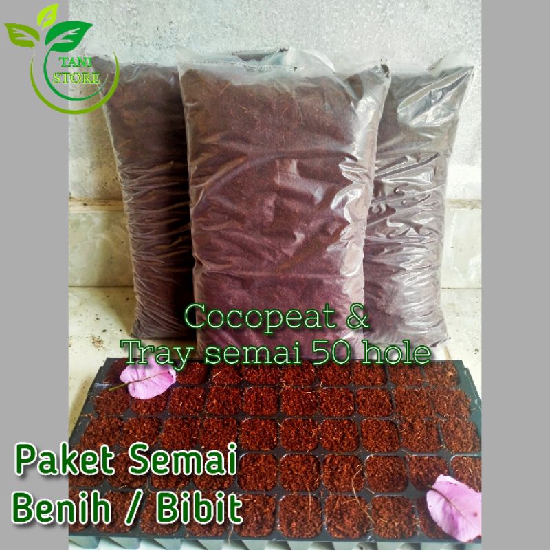 (Praktis) Paket Semai Bibit/benih_Pottray/tray semai + Cocopeat ±700 gram