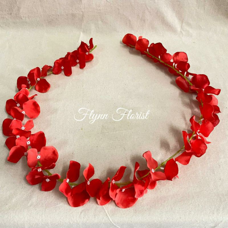 Bunga Hydrangea Juntai x1 (satuan) Bunga Artificial / Bunga Plastik / Bunga Dekorasi / Pernikahan-Merah