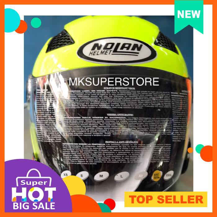 ZEUS 610 Z YELLOW FLUO HIJAU STABILO NOLAN HELM DOUBLE VISOR M L XXL