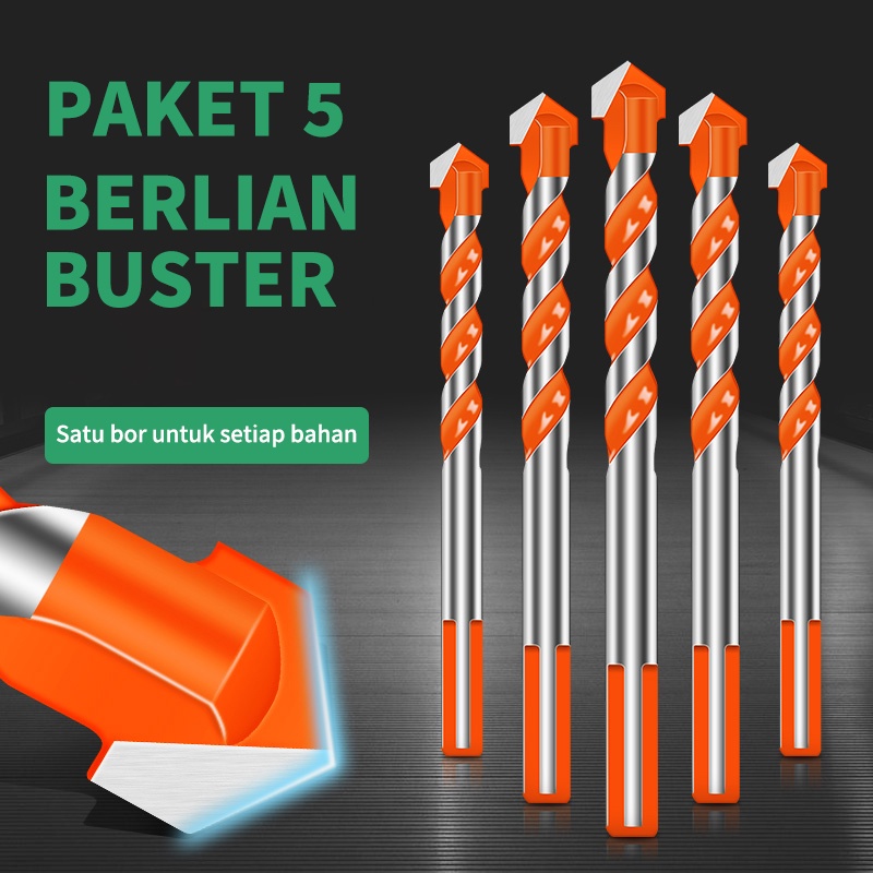 ISKU Mata Bor Drill Set 5 Pcs Multi Purpose Bor Besi Kayu Beton Multifungsi HSS Triangle Tipped Besi Kayu Beton Keramik Plastik Aluminiummata bor set multifungsi