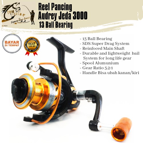 Reel Pancing Audrey Jeda 3000 (13 Bearing) Murah Berkualitas