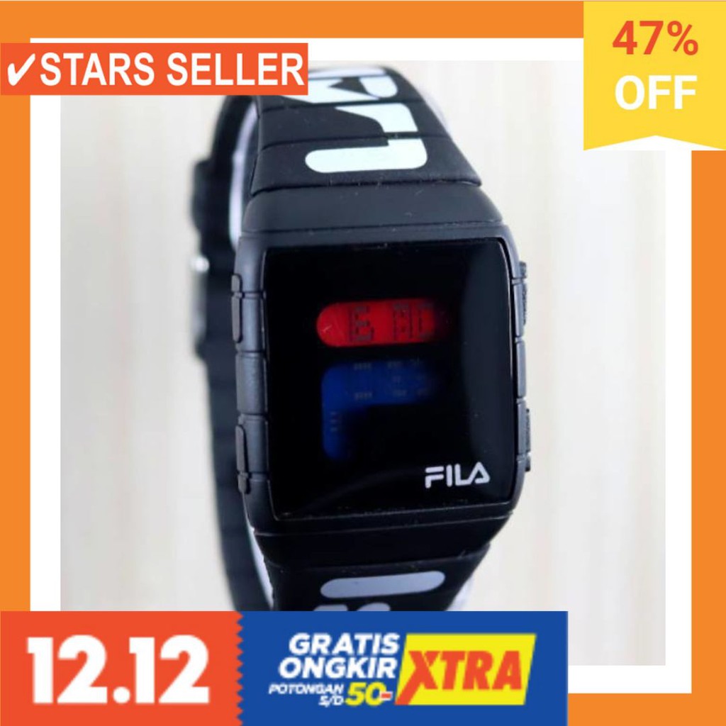 JAM COWOK MASA KINI MURAH TERBARU GSHOK HITAM / Jam Tangan Pria/Wanita Trendy FILA Digital