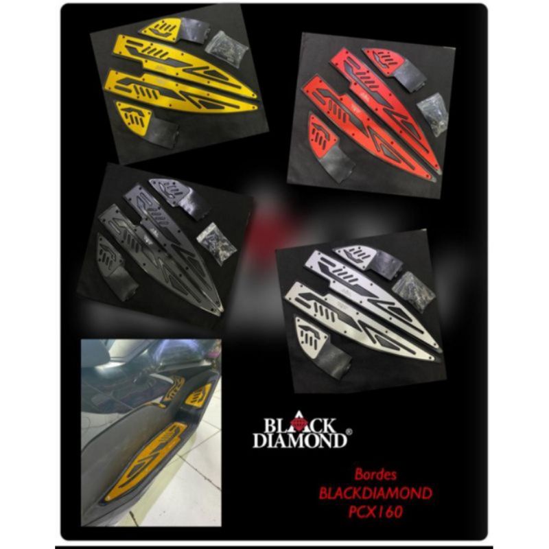 KARPET BORDES HONDA PCX 160 NEW BLACK DIAMOND ALUMUNIUM/KARPET PIJAKAN NEW HONDA PCX 160 BLACK DIAMO