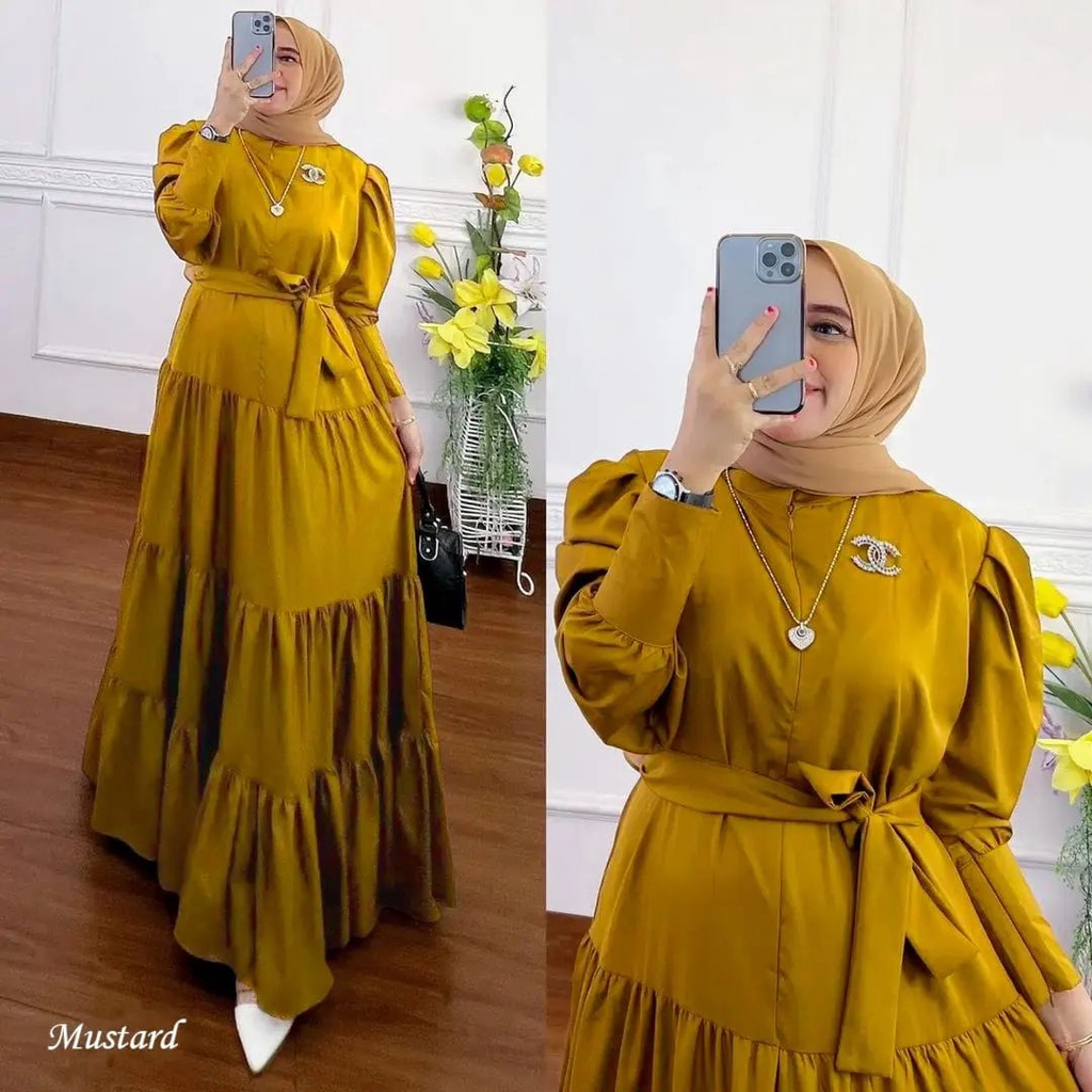 AIRIA DRESS BL BAHAN MAXMARA Gamis Wanita Terbaru Gamis Baju Muslim Dress Wanita Terbaru Gamis Wanit