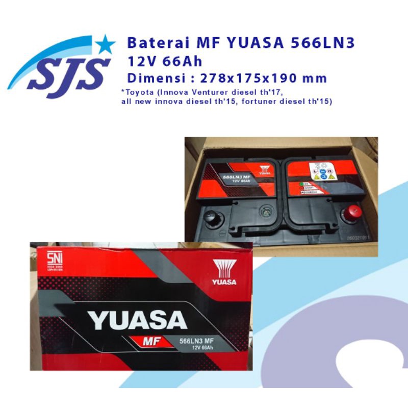 Aki kering Yuasa 566LN3 MF mobil innova diesel