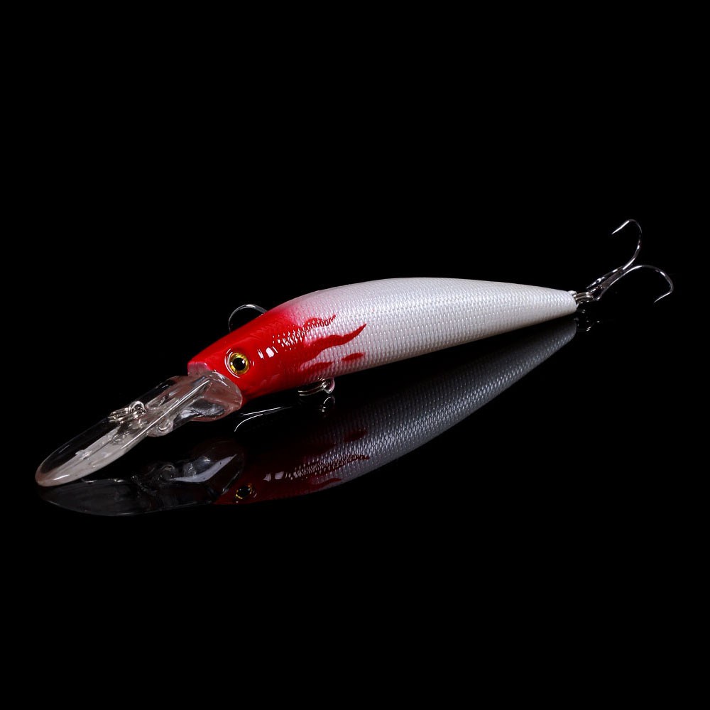 Hengjia 10pcs / Set Umpan Pancing Bentuk Ikan Minnow Lidah Panjang 14.5cm / 14.7g Floating Fishing Lure Diving 0.6-2.4m Fishing Tackle