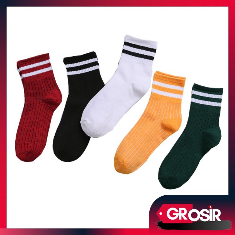 Grosir - K355 Kaos Kaki Atas Mata Kaki / Kaos Kaki Garis / Socks / Import Batam/ Sepatu