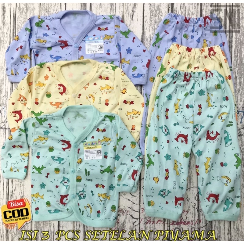 3 PCS Setelan Baju Bayi Setelan Piyama Bayi Setelan Oblong Bayi DNW BABY