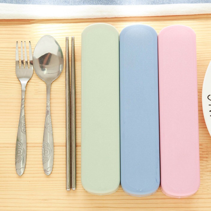 Alat makan 1SET Sendok Garpu &amp; Sumpit alat makan Stainless Berkualitas Tinggi Sendok korea MX2214