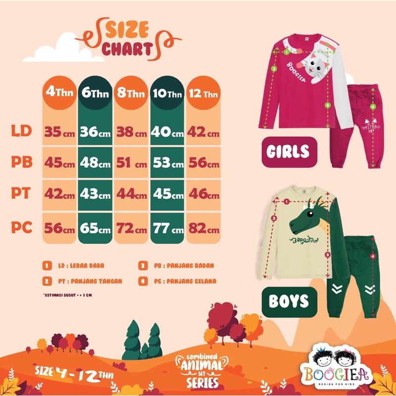 Setelan Boogiea Piyama Anak Unisex Animal Series (4-12th) nablfashion