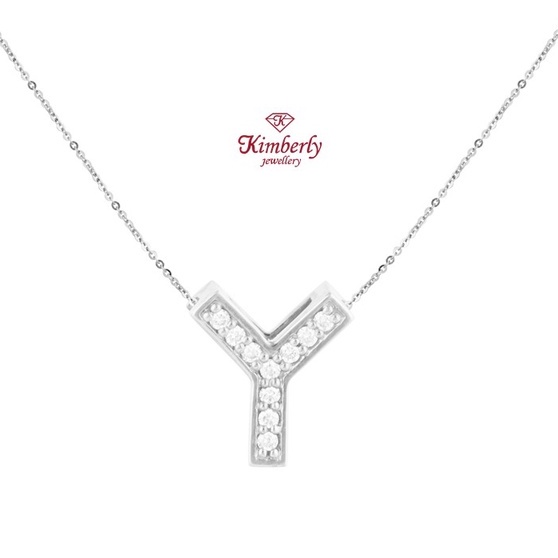 Liontin Berlian Inisial / Huruf Y + Kalung Emas - Kimberly Jewellery